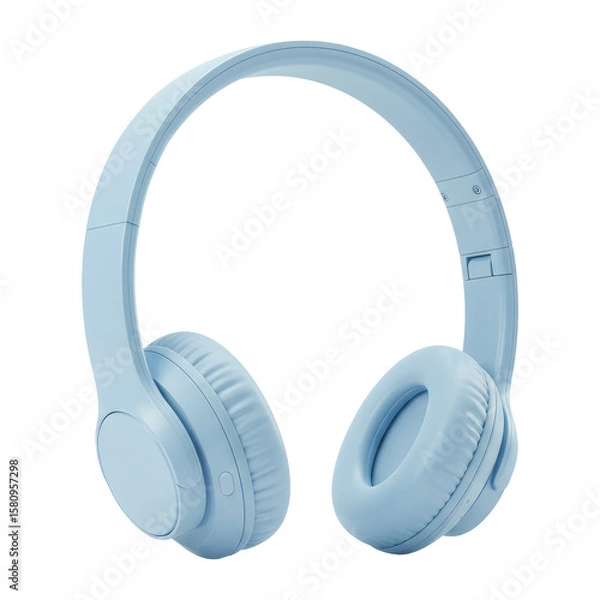 Obraz Blue Headphones: Symbol of Personal Audio and Entertainment. Cut Out, Clipping Path Isolated on Transparent PNG Background.