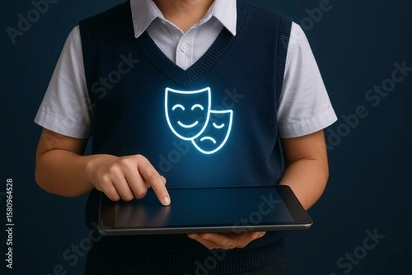 Fototapeta Innovative Use of Technology in Education: Student Engaging with Tablet for Learning