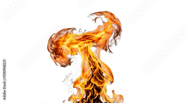 Fototapeta Illustration of isolated on transparent background, a mesmerizing dance of fire creates a captivating display of heat and light