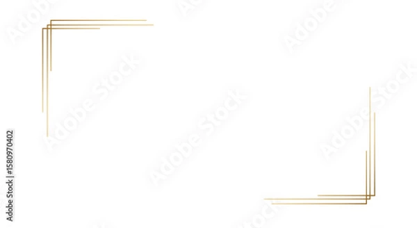 Fototapeta Illustration of elegant golden frame with geometric corners isolated on transparent background, perfect for luxury designs