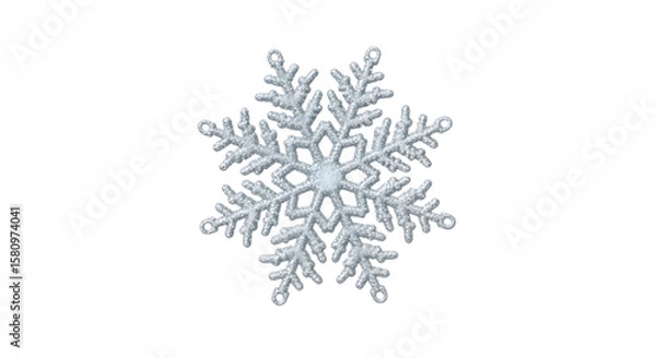 Fototapeta Illustration of a delicate silver snowflake shimmers against a pristine transparent background, embodying the essence of winters beauty