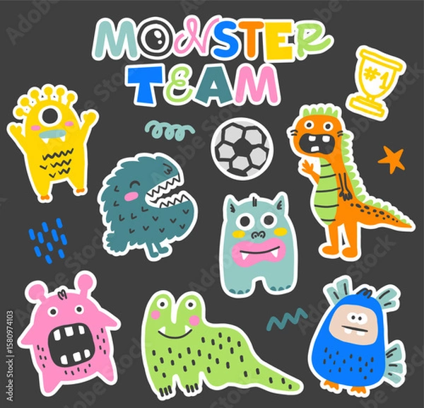 Obraz Print set with monsters 