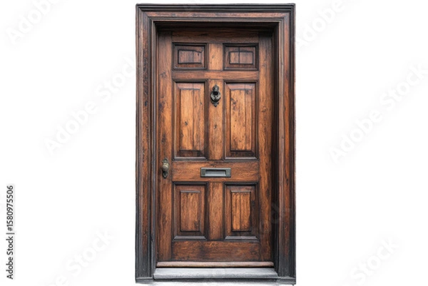 Fototapeta An inviting antique wooden door offering a glimpse into untold stories and hidden realms on transparent background