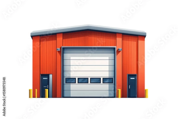 Fototapeta An industrial warehouse facility stands as a robust symbol of commerce and logistics with a on transparent background