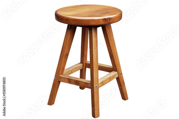 Fototapeta An artisan s handcrafted wooden stool standing as a testament to simple rustic elegance and on transparent background