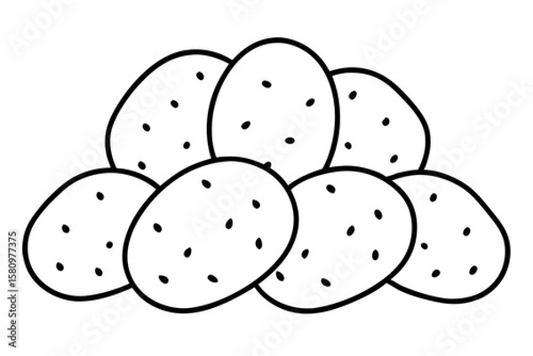 Fototapeta Minimalist Potato Icon Set - 6 Line Art Vector Illustrations