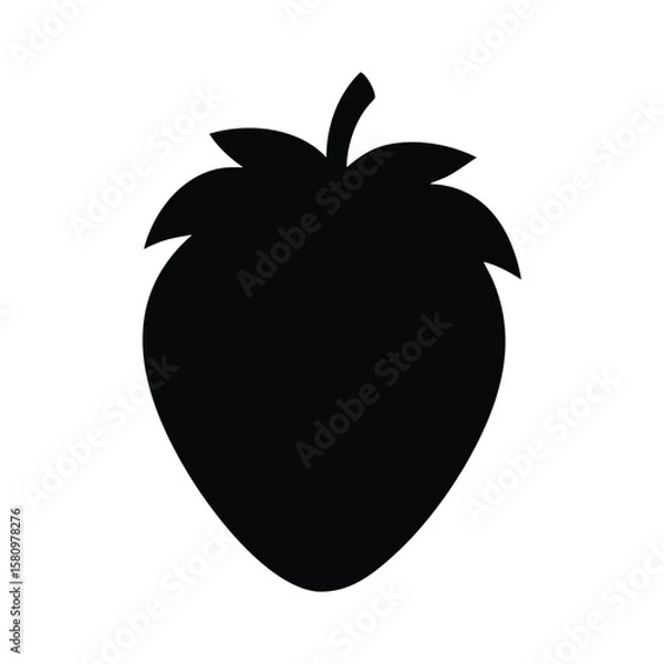 Fototapeta Simple displays a single strawberry silhouette on a white transparent background