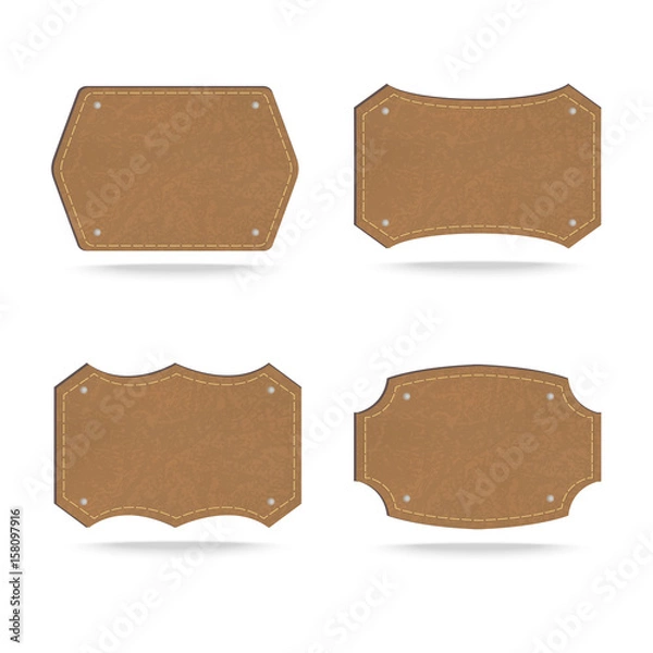 Fototapeta Set of leather tag on white background