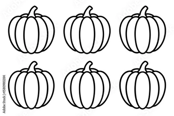 Obraz Minimalist Pumpkin Icon Set 6 Line Art Vectors