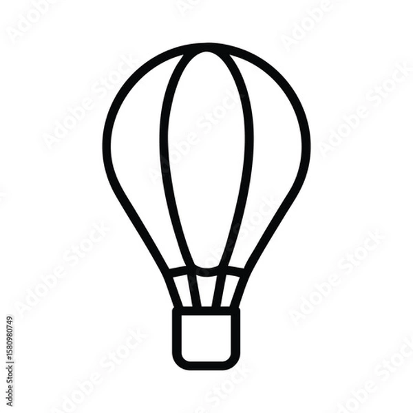 Fototapeta Simplified hot air balloon line drawing shows the unique structure and shape