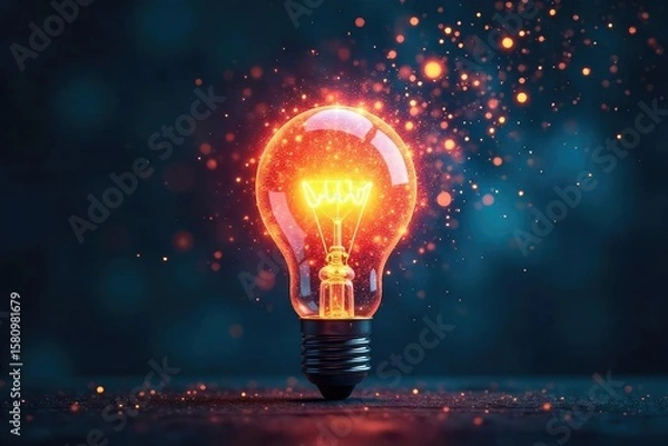 Fototapeta Lightbulb Explodes into Constellation of Ideas Innovation, Creativity, and Futuristic Concept Birth