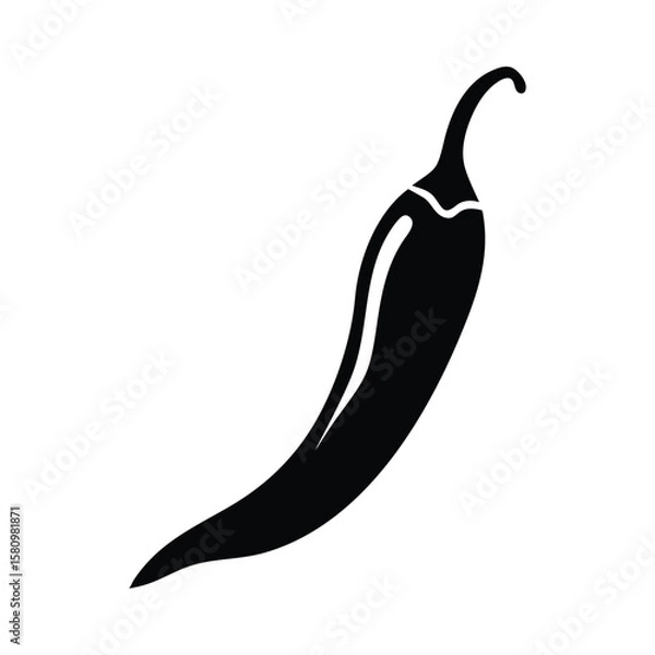 Fototapeta Single black chili pepper illustration shows simplicity and spice, with a transparent background