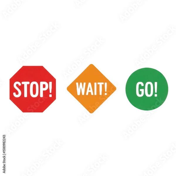 Fototapeta Traffic signal signs stop wait go symbols for traffic control