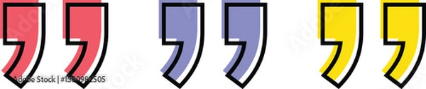 Fototapeta Quote mark symbol. Simple quotation mark or remark sign perfect for web design, blog posts, social media highlights, testimonial graphics, speech bubbles, quotes, or presentation slides