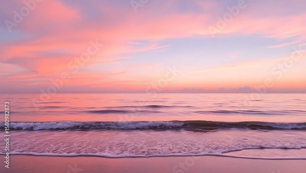 Obraz Ocean Calm – Gentle waves and a pink sunset