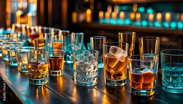 Obraz glass of beer on bar counter