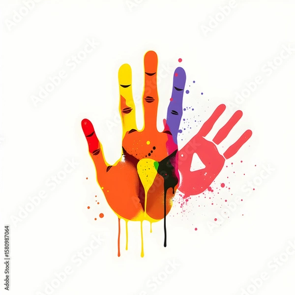 Fototapeta Hand prints splashed vector design