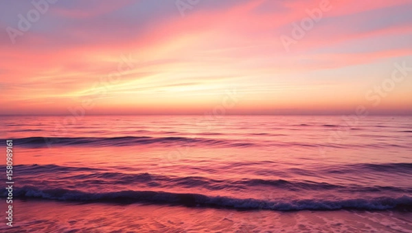 Obraz Ocean Calm – Gentle waves and a pink sunset