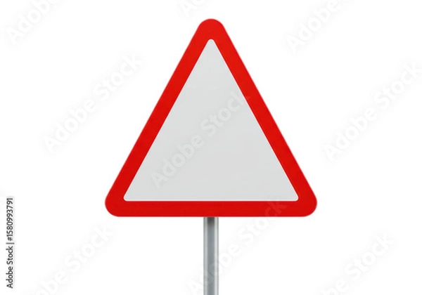 Fototapeta Isolated Blank Red Bordered Triangle Warning Sign