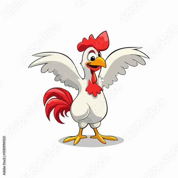 Fototapeta Happy cartoon chicken. Vector clip art illustration with simple gradients. All in a single layer.