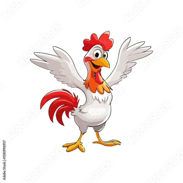 Fototapeta Happy cartoon chicken. Vector clip art illustration with simple gradients. All in a single layer.