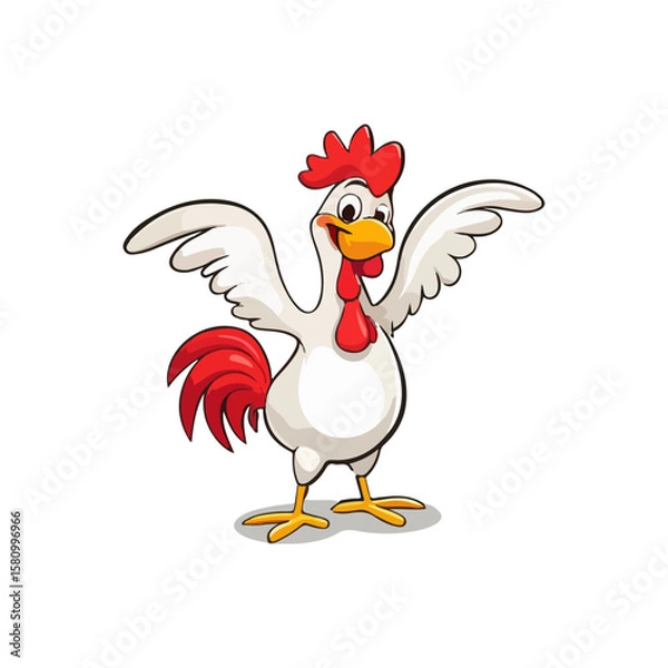 Fototapeta Happy cartoon chicken. Vector clip art illustration with simple gradients. All in a single layer.