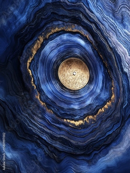 Fototapeta Abstract blue and gold layered design