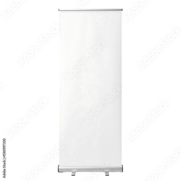 Fototapeta Blank white roll up banner stand display mockup for advertising. Isolated on transparent background, png