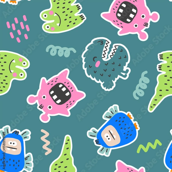 Obraz Monsters seamless pattern vector design