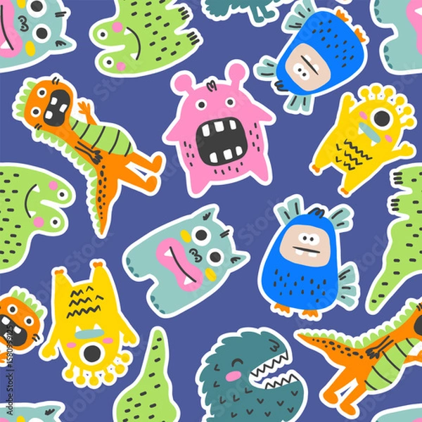 Obraz Monsters seamless pattern vector design