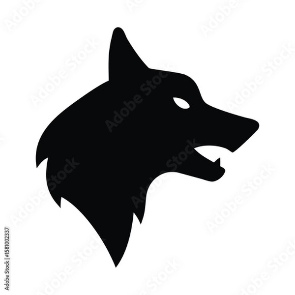 Fototapeta The silhouette shows a powerful wolf head looking right, isolated on a transparent background