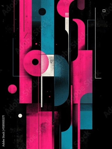 Fototapeta Abstract geometric shapes in vibrant colors