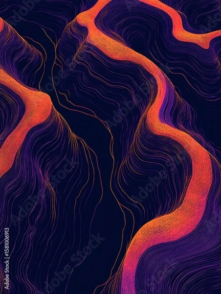 Fototapeta Abstract landscape with flowing lines