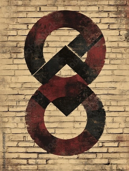 Fototapeta Abstract number eight on brick wall