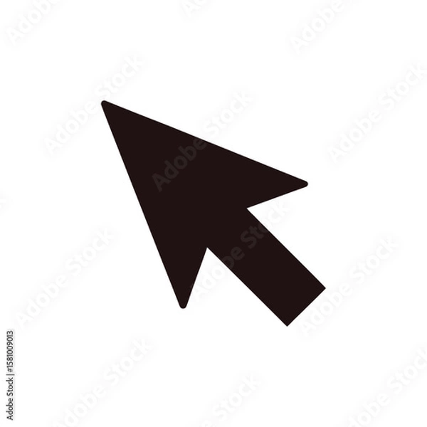 Fototapeta Black computer mouse cursor arrow pointing diagonally isolated on white background