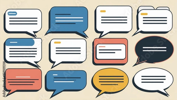 Obraz Colorful Chat Bubbles Collection – Vector Speech Balloon Icons