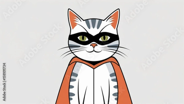 Obraz  Masquerade Cat in Orange Cape