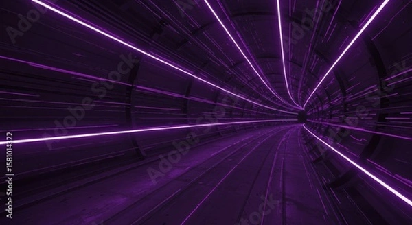Obraz Futuristic Curved Glass Tunnel with Purple Light
