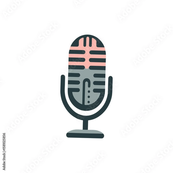 Obraz Vintage microphone illustration on a clean background, ideal for music and podcasting themes