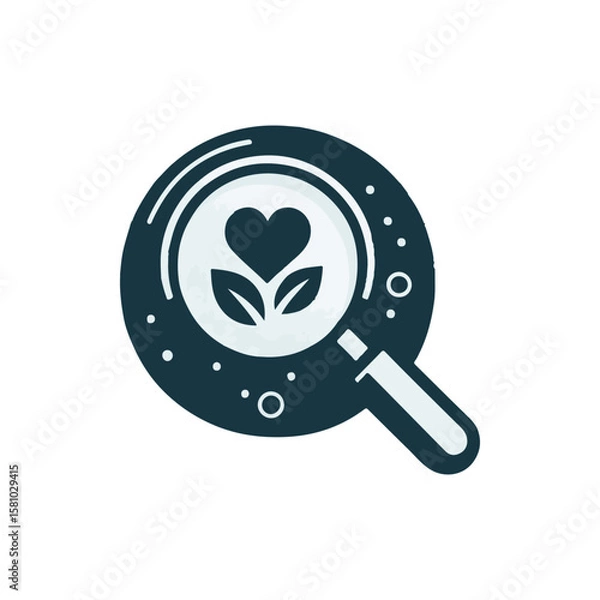 Obraz Magnifying glass focusing on a heart and plant symbolizing love for nature and growth