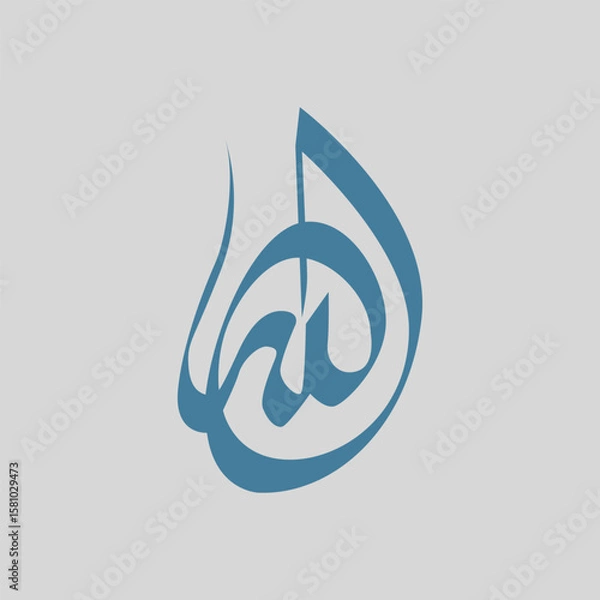 Obraz Elegant blue abstract calligraphy art on light background.