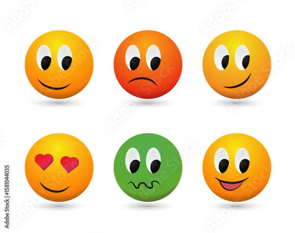 Fototapeta Colorful Emoticon Icons Set in Vector Style