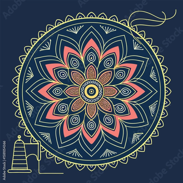 Fototapeta Intricate hand drawn round mandala design illustrating artistic symmetry and elegant patterns in a beautiful style