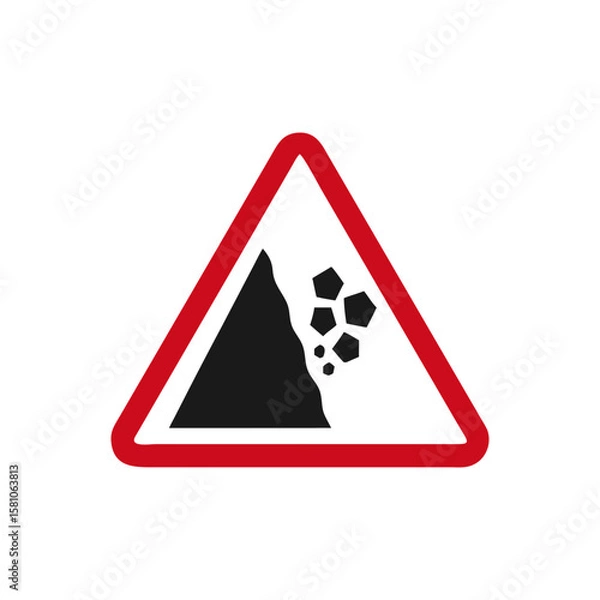 Obraz Falling Rocks Traffic Sign