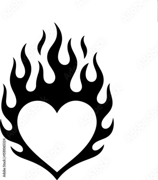 Obraz Flaming Heart Tattoo Design Bundle graphics