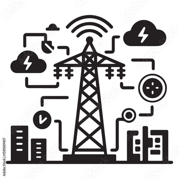 Obraz Electricity Distribution and Power Station Control Panel Icon
