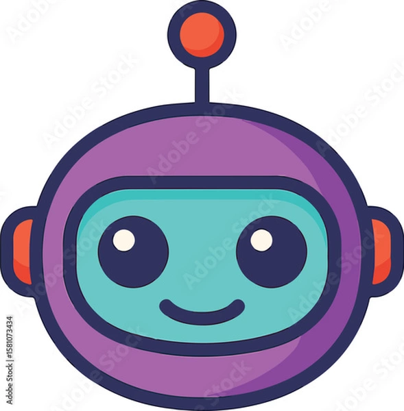 Fototapeta Friendly AI Robot: A charming and welcoming robot head, perfect for tech and innovation concepts, conveys a sense of approachability and friendliness.