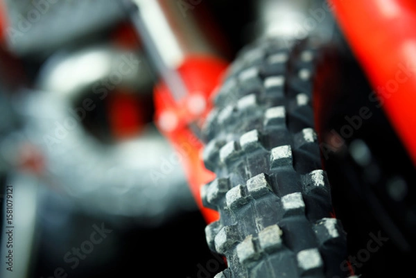 Obraz A close up of a tire with a black and white pattern