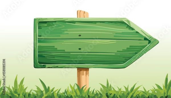 Obraz blank green wooden road sign guide board, directional street point sign board, cutout png.arrow, billboard, clip, direction, directional, guide, hardwood, panel, point, pointer, post, signpost, signs,