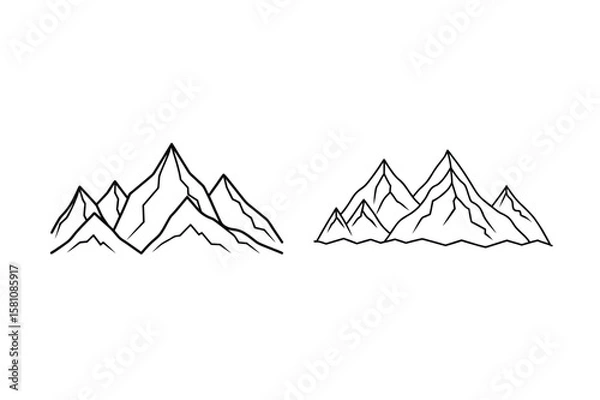 Fototapeta Jagged Peaks Mountain Range Outline mountains black and white